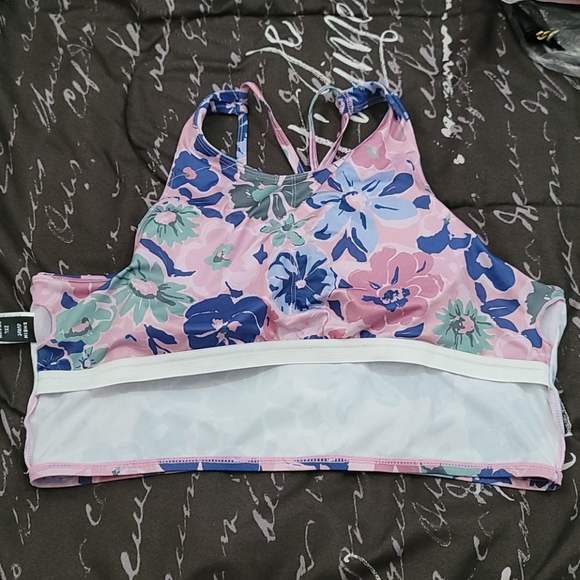 Plus Floral Criss Cross Back Sports Bra - Picture 5 of 6